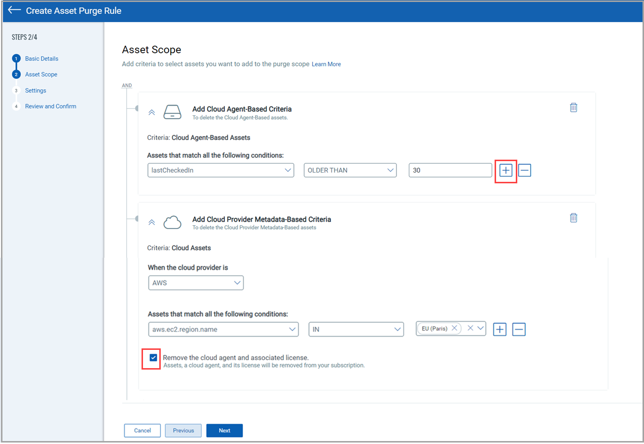 Asset scope selection option 1.